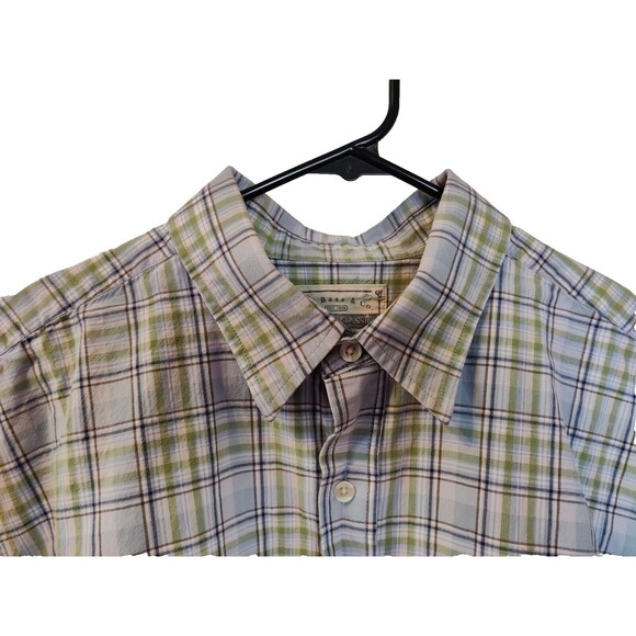G.H. Bass & Co. Men’s Short Sleeve Button Up Blue Plaid Shirt Cotton Blend XL - Picture 3 of 6